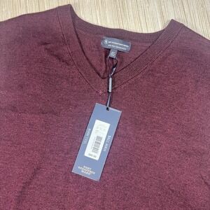 Hart Schaffner Marx Mens Tall V Neck Merino Wool Sweater Vest Burgundy 2XT
